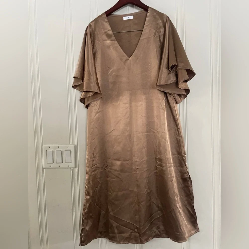 Light Brown Satin Nightgown Dress - Picture 6 of 10
